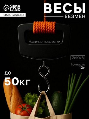 Весы-безмен Luazon LV-506, электронный, до 50 кг, точность до 10 г, подсветка, чёрный