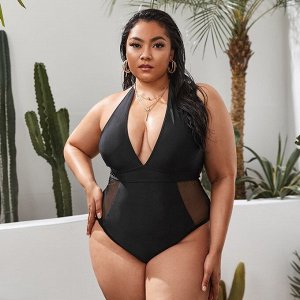 Женский слитный купальник Plus Size