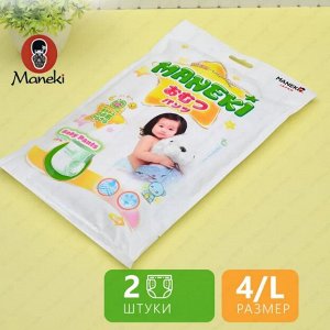 Подгузники-трусики детские одноразовые "MANEKI", размер L, 9-14 кг, PROMO 2 шт./упак