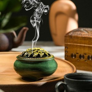 УЦЕНКА Курильница для благовоний, подставка для конусов TAKE IT EASY «Нефрит», 9.5?7 см, керамическая, зелёная
