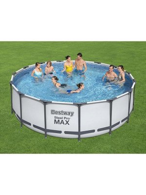 Бассейн каркасный Bestway Steel Pro MAX 56438, 457?122 см, фильтр-насос, лестница, тент, круглый