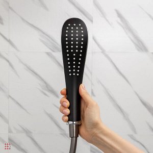 Лейка для душа, 1 режим, 63х250 мм, черный/хром