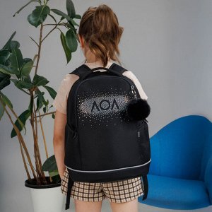 Рюкзак школьный GRIZZLY с карманом для ноутбука 13", жесткой спинкой, двумя отделениями, для девочки