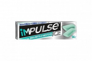 «Impulse ICE», жевательная резинка со вкусом эвкалипта и ментола, 14 г (упаковка 30 шт)