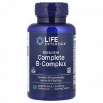 Life Extension, полный биоактивный комплекс витаминов группы B, 60 вегетарианских капсул