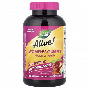 Nature's Way, Alive!®, жевательные мультивитамины для женщин, со вкусом ягодного ассорти, 150 жевательных таблеток