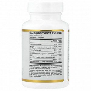 California Gold Nutrition, Комплекс витаминов B с фолатом, биотином, пантотеновой кислотой и витамином B6, 60 растительных капсул