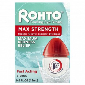 Rohto, Охлаждающие капли для глаз, максимальная сила действия, 13 мл (0,4 жидк. Унции)