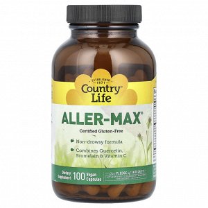 Country Life, Aller-Max, с кверцетином, бромелаином и витамином С, 100 вегетарианских капсул