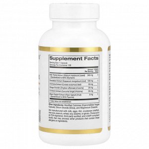 California Gold Nutrition, Комплекс силимарина, экстракт расторопши с одуванчиком, артишок, комплекс куркумина C3, имбирь и BioPerine®, 120 растительных капсул