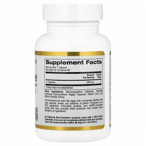 California Gold Nutrition, L-теанин, с AlphaWave®, 200 мг, 60 растительных капсул