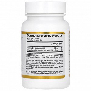 California Gold Nutrition, коэнзим Q10 с PQQ, убихинон класса USP, в растительных капсулах из тапиоки с подсолнечным лецитином, 100 мг, 60 растительных капсул