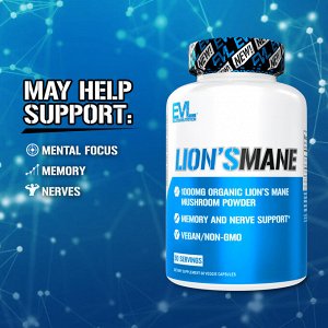 EVLution Nutrition, Lion's Mane, 60 растительных капсул (500 мг на капсулу)