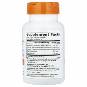 Doctor's Best, транс-ресвератрол 200 с Resvinol, 200 мг, 60 вегетарианских капсул