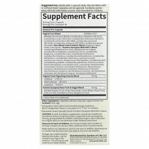 Garden of Life, RAW Probiotics, вагинальный уход, 30 вегетарианских капсул
