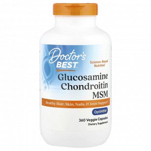 Doctor's Best, глюкозамин, хондроитин и МСМ, 360 растительных капсул