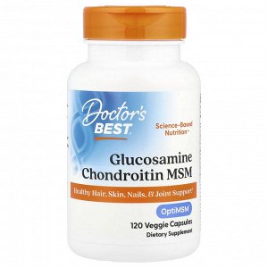 iherb Doctor&#039;s Best, глюкозамин, хондроитин и МСМ, 120 растительных капсул