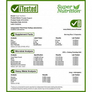 Super Nutrition, поддержка простаты с запатентованной смесью, сереноя, корень крапивы и оксид цинка, 90 растительных капсул