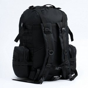 Рюкзак тактический туристический Storm tactic, 50 л, с карманами, однотонный, чёрный