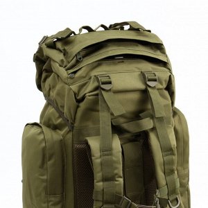 Рюкзак тактический туристический Adventure, 70 л, с карманами, однотонный, оливковый