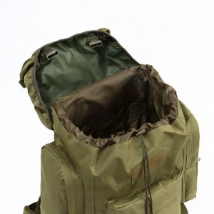 Рюкзак тактический туристический Adventure, 70 л, с карманами, однотонный, оливковый