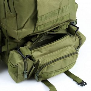 Рюкзак тактический туристический Storm tactic, 50 л, с карманами, однотонный, оливковый