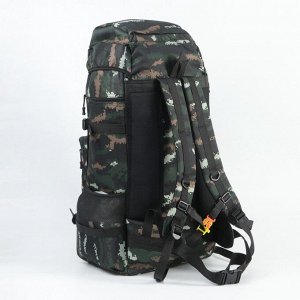 Рюкзак тактический туристический Adventure, 70 л, с карманами, расцветка пиксели, чёрный/зелёный