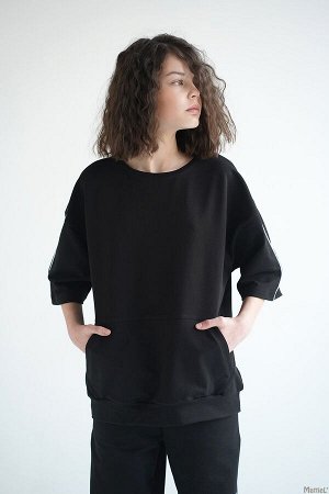 Черная толстовка с коротким рукавом для девочки