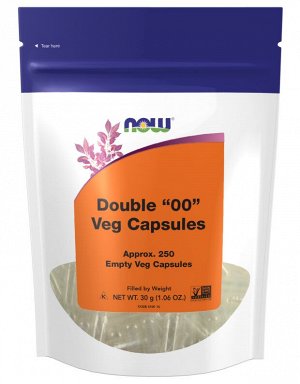 Пустые капсулы «00», NOW Foods, 250 капсул — растительные капсулы большого размера для точной дозировки домашних добавок, без ГМО и желатина