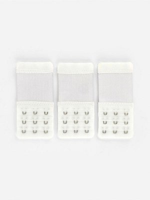 Застёжка для бюстгальтера, удлинитель, 3 ряда 3 крючка, 5x10.5 см, 3 шт., белая