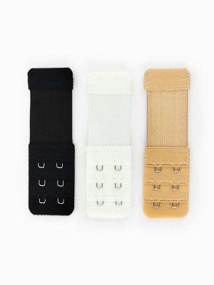 Застёжка для бюстгальтера, удлинитель, 3 ряда 2 крючка, 3.2x10.5 см, 3 шт.