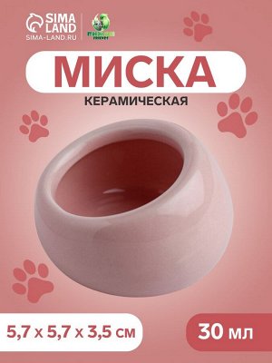 Миска керамическая со скошенным краем 30 мл - 5,7 х 5,7 х 3,5 см, розовая