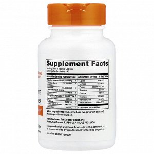 Doctor's Best, пищеварительные ферменты, 90 вегетарианских капсул