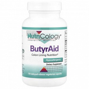 Nutricology, ButyrAid, 100 вегетарианских капсул с отсроченным высвобождением
