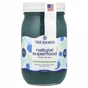 True Sea Moss, натуральный суперфуд, из морских водорослей, голубая спирулина и малина, 473 мл (16 жидк. унций)