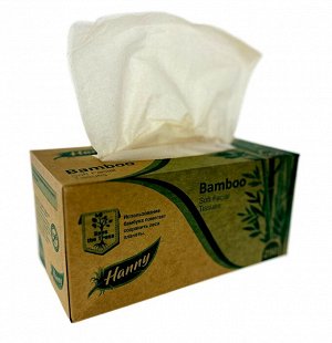 Салфетки-выдергушки HANNY "BAMBOO", 2 слоя, 250 штук в картонном боксе, продажа стяжками по 5 боксов