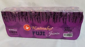 Туалетная бумага Kaineko Fuji Jasmin Жасмин. 3х слойная, 10 Рулонов в индивидуальной упаковке. Рулон- 30метров, лист 102*200мм., С перфорацией, Экологически чистое сырье.