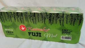 Туалетная бумага Kaineko Fuji MINT. Ментол, 3х слойная, 10 Рулонов в индивидуальной упаковке. Рулон- 30метров, лист 102*200мм., С перфорацией, Экологически чистое сырье.
