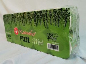 Туалетная бумага Kaineko Fuji AROMA Ментол 3х слойная, 10 Рулонов в индивидуальной упаковке. Рулон- 30метров, лист 102*200мм., С перфорацией, Экологически чистое сырье.