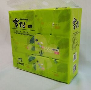Салфетки Бумажные Xuesong. 6 упаковок в спайке. 5ти-слойные, 80шт. в упаковке, Размер листа 114*180мм арт.XS-8566  пр. Китай