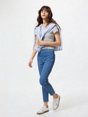UNIQLO - ультраэластичные укороченные джеггинсы со средней посадкой - 65 BLUE