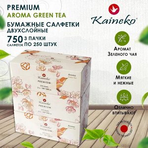 САЛФЕТКИ БУМАЖНЫЕ КАЙНЕКО АРОМА "ЗЕЛЕНЫЙ ЧАЙ" 250шт.
