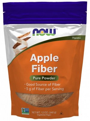 Яблочная клетчатка порошок, NOW Foods, 340 г — натуральный источник пищевых волокон для улучшения пищеварения и очищения организма