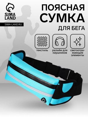 Сумка для бега на молнии, светоотражающие элементы, голубая