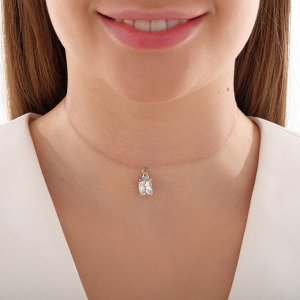 Кулон «На леске» циркония, квадрат, белый в серебре, 30 см