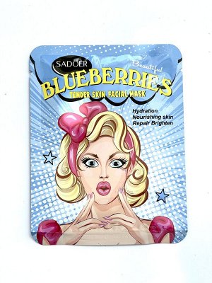 Тканевая лифтинг-маска для лица с экстрактом черники Sadoer Blueberies Tender Skin Facial Mask 25 ml