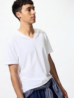 UNIQLO Dry collar V-neck T-shirt - базовая футболка с V-образным вырезом - 00 WHITE
