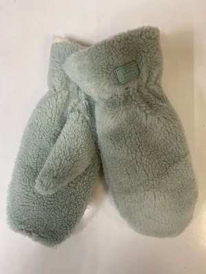Варежки меховые, бирюзовый