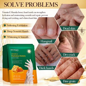 Маска-перчатки для рук с медом и витамином Е BioAqua Vitamin E Manuka Honey Hand Mask