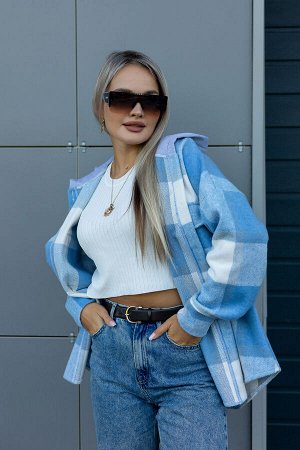 Рубашка женская в клетку с капюшоном